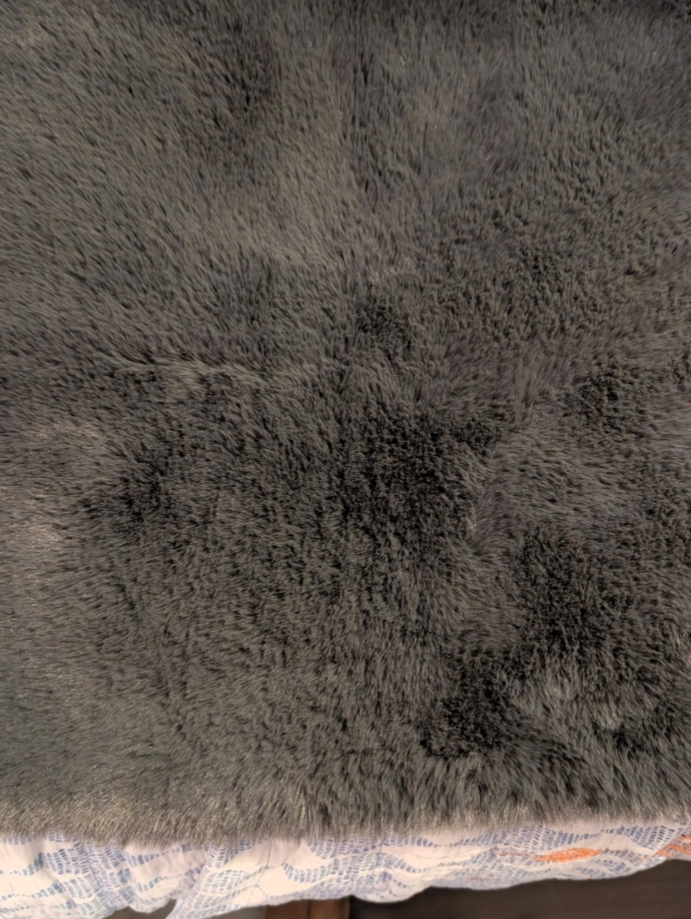 Plush Faux Fur Decorative Shams Pillow Cases - Charcoal Gray - Picture 2 of 10
